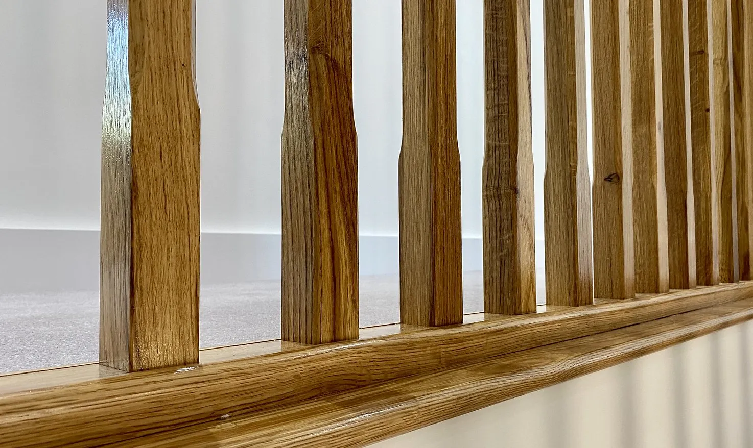 Oak spindles on a new landing